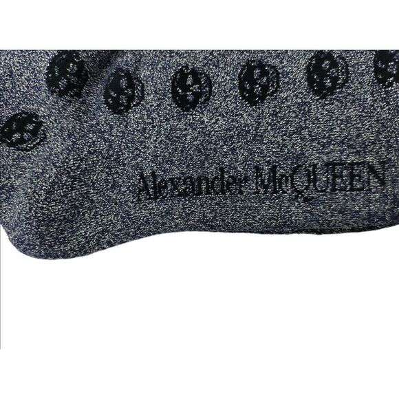 Alexander McQueen Men Mid-Calf Dark Blue Metallic Sport Socks M